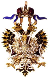 Krzyż Orderu Orła Białego, złoto, punce I K (Julius Keibel -II połowa XIX w), oraz 56 (56 zołotnik..