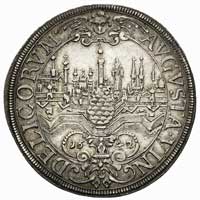 talar 1642, Augsburg, Aw: Panorama miasta i napis wokoło, Rw: Popiersie cesarza Ferdynanda III i n..