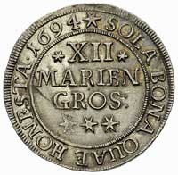Ernest August 1679- 1698, 12 groszy maryjnych (1/2 guldena) 1694, Welter 1997, drobna wada tła