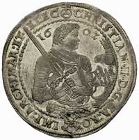 Krystian II, Jan Jerzy i August 1591 - 1611, talar 1602/HB, Drezno, Aw: Półpostać księcia i napis ..