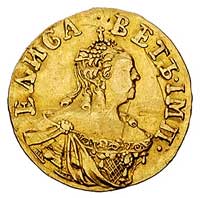połtina 1756, Petersburg, Aw: Popiersie, Rw: Monogram, Bitkin 72, Fr. 118, złoto 0.82 g, gięta