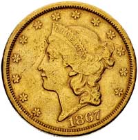 20 dolarów 1867 S, San Francisco, Fr. 175, złoto 33.44 g