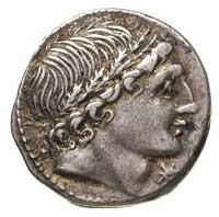 L. Memmius 109-108 r. pne, denar, Aw: Głowa w wieńcu dębowym w prawo, Rw: Dioskurowie z końmi stoj..