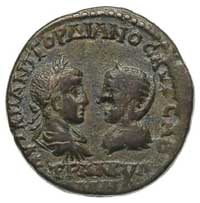 MOESIA INFERIOR- Markianopolis, Gordian III 238-244, AE-26, Aw: Popiersia Gordiana i Trankiliny zw..