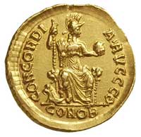 Arkadiusz 383-408, solidus, Konstantynopol, Aw: Popiersie w diademie w prawo i napis D N ARCADIVS ..