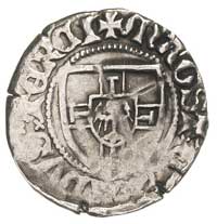 Konrad von Jungingen 1393-1407, szeląg, mennica Malbork, Aw: Tarcza wielkiego mistrza i napis MAGS..