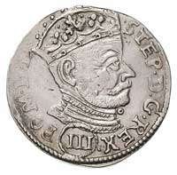 trojak 1581, Wilno, rzadsza odmiana z III w owalnej obwódce pod popiersiem króla, Ivanauskas 768:1..