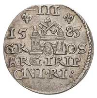 trojak 1585, Ryga, odmiana z dużą głową króla, G