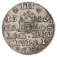 trojak 1586, Ryga, odmiana z dużą głową króla, Gerbasevskis 3, ładny egzemplarz, patyna