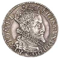 szóstak 1596, Malbork, rzadka odmiana z dużą głową króla, ciemna patyna