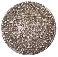 szóstak 1596, Malbork, rzadka odmiana z dużą głową króla, ciemna patyna