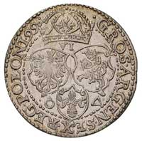 szóstak 1599, Malbork, odmiana z małą głową króla, ładny egzemplarz