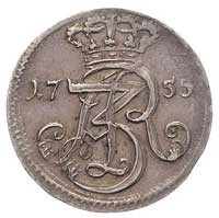 trojak w czystym srebrze 1755, Gdańsk, Merseb. 1802, 2.25 g, rzadki, delikatna patyna