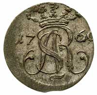 szeląg 1766, Gdańsk, Plage 488, ładny egzemplarz, nieznacznie tylko wytarte srebrzenie