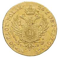 50 złotych 1817, Warszawa, Plage 1, Bitkin 804 R1, Fr. 105, złoto 9.79 g, rysy w tle