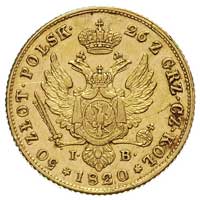50 złotych 1820, Warszawa, Plage 5, Bitkin 808 R1, Fr. 107, złoto 9.78 g, minimalne rysy w tle, rz..