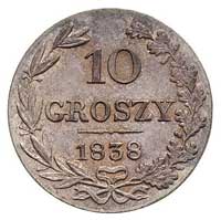 10 groszy 1837, Warszawa, odmiana ze świętym Jerzym bez płaszcza, Plage 102, Bitkin 1180, bardzo ł..
