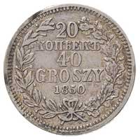 20 kopiejek = 40 groszy 1850, Warszawa, wieniec 