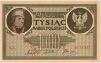 1.000 marek polskich 17.05.1919, seria G, na obu stronach dwukrotnie stemple BEZ WARTOŚCI, Miłczak..