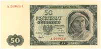 50 złotych 1.07.1948, seria A, numer siedmiocyfr