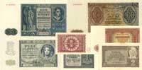 zestaw banknotów w stanie bankowym 1, 2, 5, 50 i 100 złotych 1.09.1941 oraz 1, 10 złotych 15.05.19..