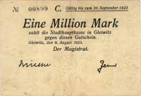 Gliwice (Gleiwitz), 1.000.000 marek 9.08.1923, K