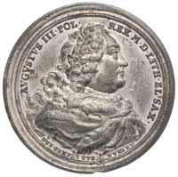 August III- pokój drezdeński 1745 medal autorstwa Vestnera, Aw: Popiersie króla w zbroi w prawo i ..