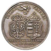 preliminaria pokojowe we Wrocławiu w czasie pierwszej wojny śląskiej 1742-  medal autorstwa Kittel..