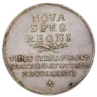 Fryderyk Wilhelm -medal z okazji hołdu Śląska 1786, Aw: Popiersie króla i napis, Rw: Napis poziomy..