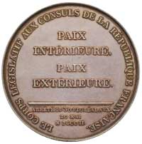 medal autorstwa Jeuffroy wybity z okazji zawarcia pokoju Amiens w 1802 r., Aw: Popiersia trzech ko..