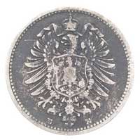 Wilhelm I 1861-1888, 20 fenigów 1873 / E, Drezno, J. 3, bardzo rzadkie, ciemna patyna