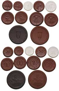 zestaw 9 monet: 2 marki 1921 (2 sztuki), 1 marka 1921 (2 sztuki), 50 fenigów 1921 (2 sztuki różne)..