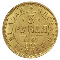 3 ruble 1869, Petersburg, Fr. 164, Bitkin 31, złoto 3.91 g, bardzo ładne