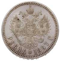 rubel 1887, Petersburg, duża głowa cara, Bitkin 61, ładny egzemplarz, patyna