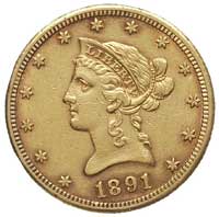 10 dolarów 1891/CC, Carson City, Fr. 161, złoto 16.66g