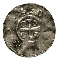 Otto III i Adelaida, denary, mennica nieznana, Aw: Krzyż, w polu litery O-D-D-O, Rw: Kapliczka, Da..