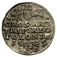 trojak 1585, Olkusz, odmiana z literami N-H po bokach Orła i Pogoni, ładnie zachowany