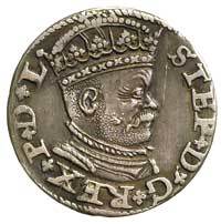 trojak 1586, Ryga, małe popiersie króla, Gerbaszewski 27, ciemna patyna