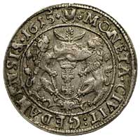 ort 1615, Gdańsk, odmiana z wysoką kryzą i owalną tarczą herbową, moneta bita lekko uszkodzonym st..