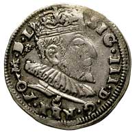zestaw monet: trojak 1590 (rzadka odmiana z herbem Leliwa pod popiersiem), 1593 (odmiana z herbem ..