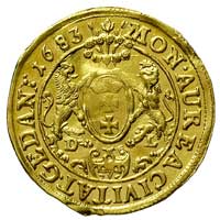 dukat 1683, Gdańsk, H-Cz. 2478 R1, Fr. 36, T. 15, Kaleniecki s. 474, złoto 3.46 g, lekko gięty, ła..