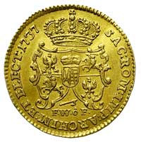 dukat 1737, Drezno, H-Cz. 8870, Fr. 2843, złoto 3.45 g, lekko gięty, stara patyna