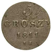 5 groszy 1811, Warszawa, litery I S i małe cyfry daty, moneta przebita na 1/48 talara pruskiego, P..