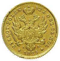25 złotych 1825, Warszawa, Plage 18, Bitkin 818 (R2), Fr. 108, złoto, 4.89 g, minimalne uderzenie ..