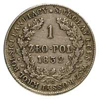 1 złoty 1832, Warszawa, mniejsza głowa cara, Plage 77, Bitkin, 1003, drobne rysy w tle