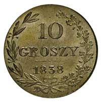 10 groszy 1838, Warszawa, św. Jerzy bez płaszcza, Plage 102, Bitkin 1180, piękny egzemplarz, złoci..