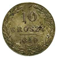 10 groszy 1840, Warszawa, Plage 106, Bitkin 1182, piękny egzemplarz, patyna