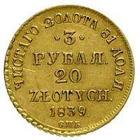 3 ruble = 20 złotych 1839, Petersburg, Plage 309
