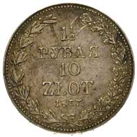 1 1/2 rubla = 10 złotych 1837, Warszawa, duże cyfry daty, Plage 333, Bitkin 1133, ładny egzemplarz..