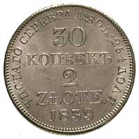 30 kopiejek = 2 złote 1839, Warszawa, Plage 378, Bitkin 1159, piękne, niespotykane w tym stanie za..